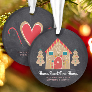 Gingerbrett Neue Zuhause Chalkboard Holiday Custom Ornament