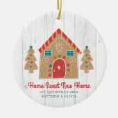 Gingerbrett Neue Zuhause Rustic Wood Holiday Custo Keramik Ornament (Vorne)
