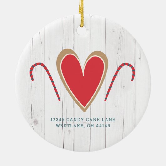 Gingerbrett Neue Zuhause Rustic Wood Holiday Custo Keramik Ornament (Hinten)