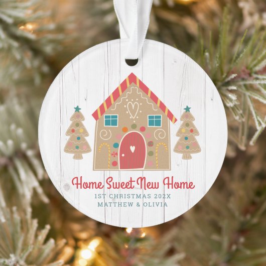 Gingerbrett Neue Zuhause Rustic Wood Holiday Custo Ornament (Baum)