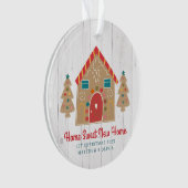 Gingerbrett Neue Zuhause Rustic Wood Holiday Custo Ornament (Vorderseite)