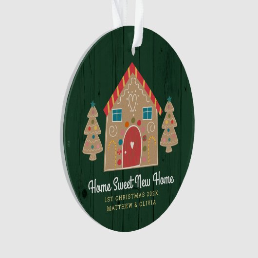 Gingerbrett Neue Zuhause Rustikaler Grüner Urlaub  Ornament (Vorderseite)