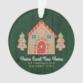 Gingerbrett Neue Zuhause Rustikaler Grüner Urlaub Ornament (Vorderseite)