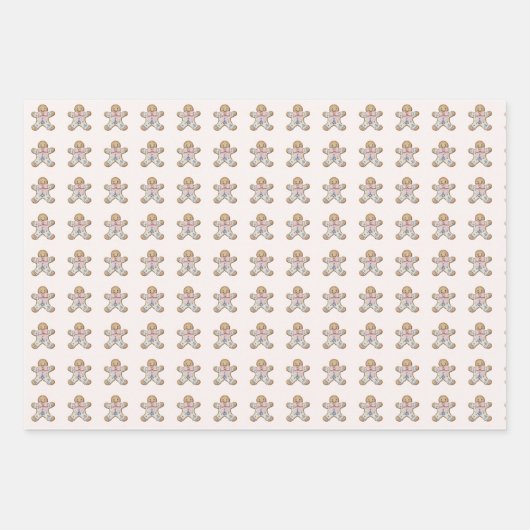 Gingerbrett Pastel Chinoiserie Weihnachtspreppy Geschenkpapier Set (Vorderseite 3)