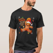 Gingerbrett Playing Basketball Weihnachtsspieler K T-Shirt (Vorderseite)