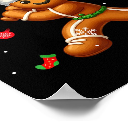 Gingerbrett Playing Softball Weihnachtsspielerisch Poster (Ecke)