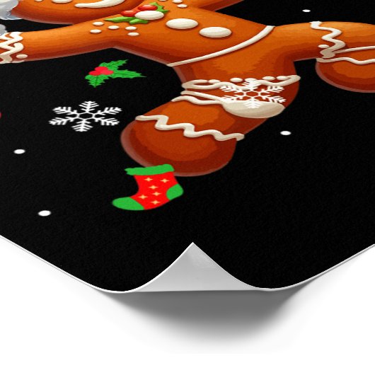 Gingerbrett Playing Volleyball Weihnachtsspieler K Poster (Ecke)