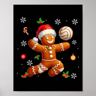 Gingerbrett Playing Volleyball Weihnachtsspieler K Poster