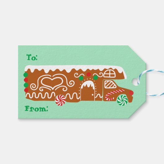 Gingerbrett RV Klasse C Campingweihnacht bis ab Geschenkanhänger (Vorderseite (Horizontal))