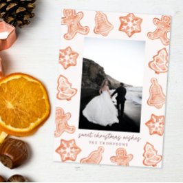 Gingerbrett Wasserfarbe Moderne Weihnachtsfotokart Einladung