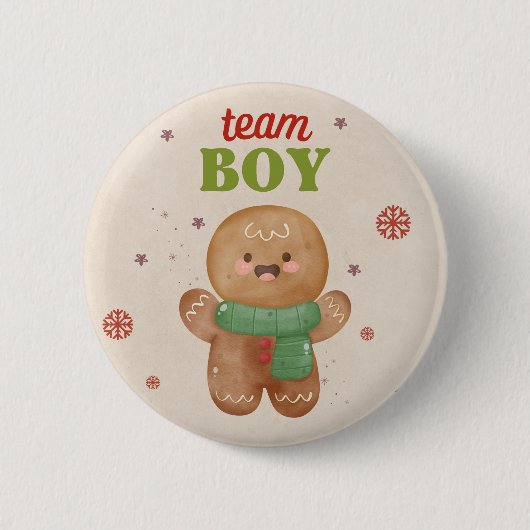 Gingerbrett Weihnachtsgeschlechtsbericht Team Boy Button (Vorderseite)