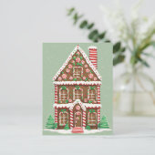 Gingerbrett Weihnachtshaus, Postkreuz Postkarte (Stehend Vorderseite)