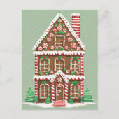 Gingerbrett Weihnachtshaus, Postkreuz Postkarte (Vorderseite)