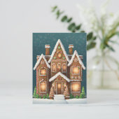 Gingerbrett Weihnachtshaus, Postkreuz Postkarte (Stehend Vorderseite)