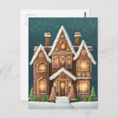 Gingerbrett Weihnachtshaus, Postkreuz Postkarte (Vorne/Hinten)