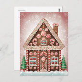 Gingerbrett Weihnachtshaus, Postkreuz Postkarte (Vorne/Hinten)