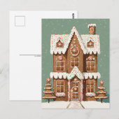 Gingerbrett Weihnachtshaus, Postkreuz Postkarte (Vorne/Hinten)