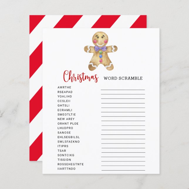 Gingerbrett - Word Scramble Game Card (Vorne/Hinten)