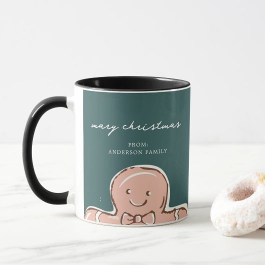 GingerBroadMan Metal GreenFrohe Weihnachten Tasse (Mit Donut)