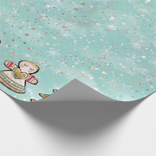 Gingerbrot Angel Weihnachtskochtopf Geschenkpapier (Ecke)