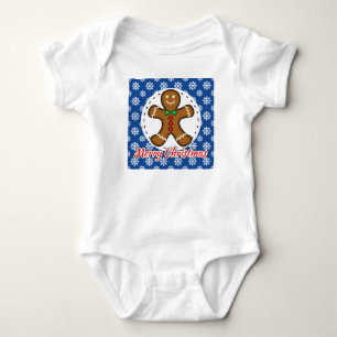 Gingerbrot - Blaue Schneeflocken Muster - Merry Xm Baby Strampler