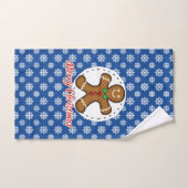Gingerbrot - Blaue Schneeflocken Muster - Merry Xm Badhandtuch Set (Handtuch)