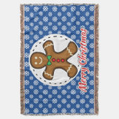 Gingerbrot - Blaue Schneeflocken Muster - Merry Xm Decke (Vorderseite Vertikal)