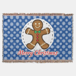 Gingerbrot - Blaue Schneeflocken Muster - Merry Xm Decke