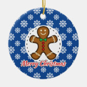 Gingerbrot - Blaue Schneeflocken Muster - Merry Xm Keramik Ornament (Vorne)