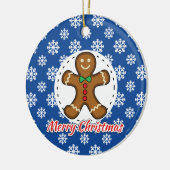 Gingerbrot - Blaue Schneeflocken Muster - Merry Xm Keramik Ornament (Links)