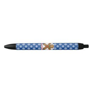 Gingerbrot - Blaue Schneeflocken Muster - Merry Xm Kugelschreiber