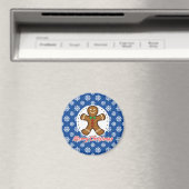 Gingerbrot - Blaue Schneeflocken Muster - Merry Xm Magnet (In Situ (Geschirrspüler))