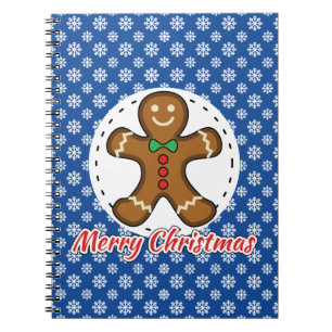 Gingerbrot - Blaue Schneeflocken Muster - Merry Xm Notizblock