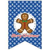 Gingerbrot - Blaue Schneeflocken Muster - Merry Xm Wimpelkette (Zweite Fahne)