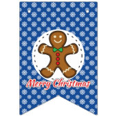 Gingerbrot - Blaue Schneeflocken Muster - Merry Xm Wimpelkette (Erste Fahne)
