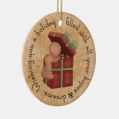 Gingerbrot Boy Peaking derzeit Keramikornament (Rechts)