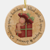 Gingerbrot Boy Peaking derzeit Keramikornament (Vorne)