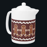 Gingerbrot Boys Teapot<br><div class="desc">Niedliche Lebkuchenjungen schmücken diesen Teekessel. Das Design stammt aus der Originalkunst.</div>