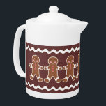 Gingerbrot Boys Teapot<br><div class="desc">Niedliche Lebkuchenjungen schmücken diesen Teekessel. Das Design stammt aus der Originalkunst.</div>