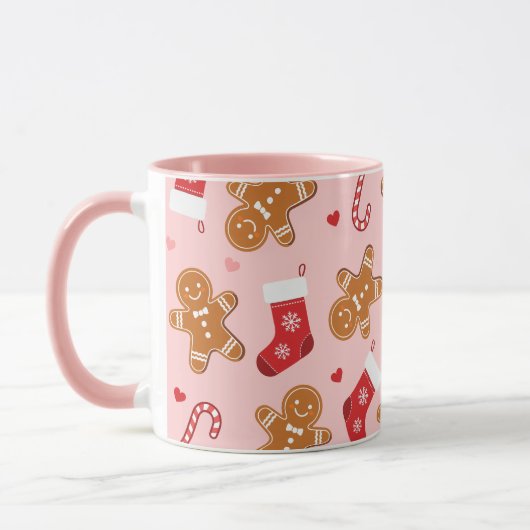 Gingerbrot Candy Cane Strumpf Weihnachtsrosa Tasse (Links)