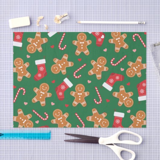 Gingerbrot Candy Cane Strümpfe Weihnachten Grün Seidenpapier (Handwerk)