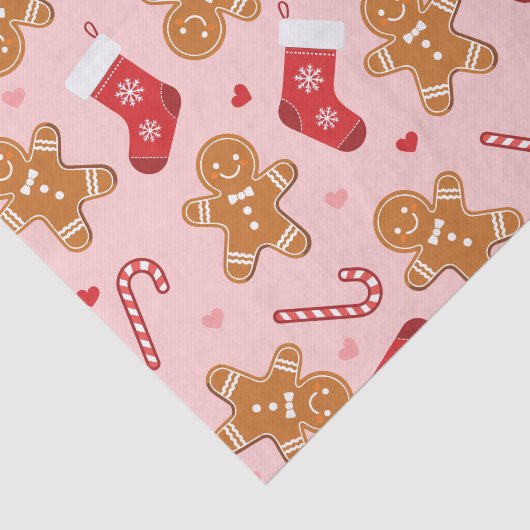 Gingerbrot Candy Cane Strumpfs Pink Weihnachten Seidenpapier (Ausschnitt)