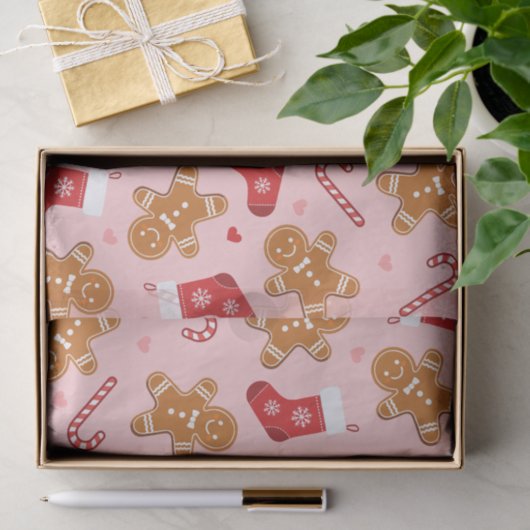 Gingerbrot Candy Cane Strumpfs Pink Weihnachten Seidenpapier (Geschenk)