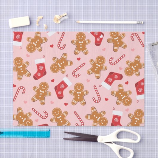 Gingerbrot Candy Cane Strumpfs Pink Weihnachten Seidenpapier (Handwerk)