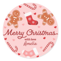 Gingerbrot Candycane-Strumpf Rosa Weihnachten