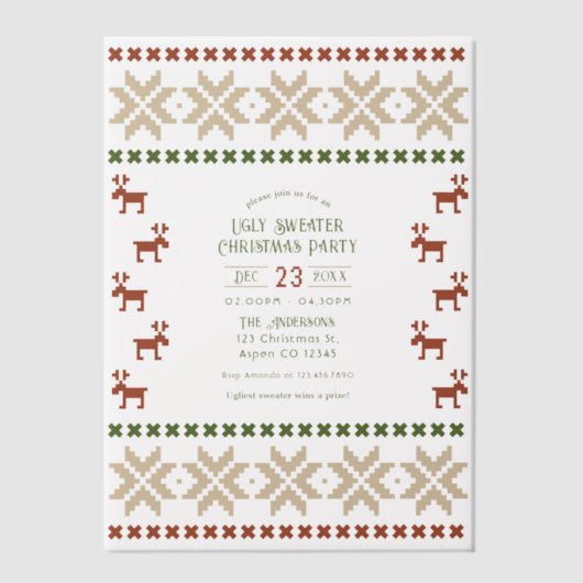Gingerbrot Cheer Ugly Sweater Weihnachtsgebäck Par Pergament Einladungen (Vorderseite)