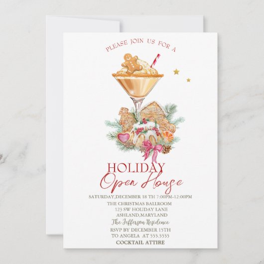 Gingerbrot Cocktail Cookies Holiday Open House Einladung (Vorderseite)