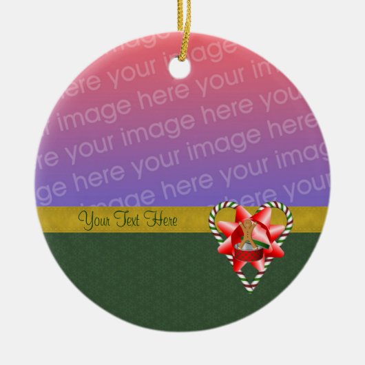 Gingerbrot Cookie Candy Cane Holiday Foto Ornam Keramikornament (Vorne)