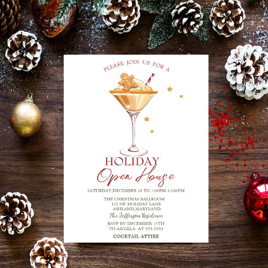 Gingerbrot Cookie Cocktail Holiday Open House Einladung