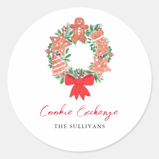 Gingerbrot Cookie Exchange Runder Aufkleber (Vorderseite)